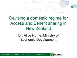 Devising a domestic regime for Access and Benefit sharing in New Zealand