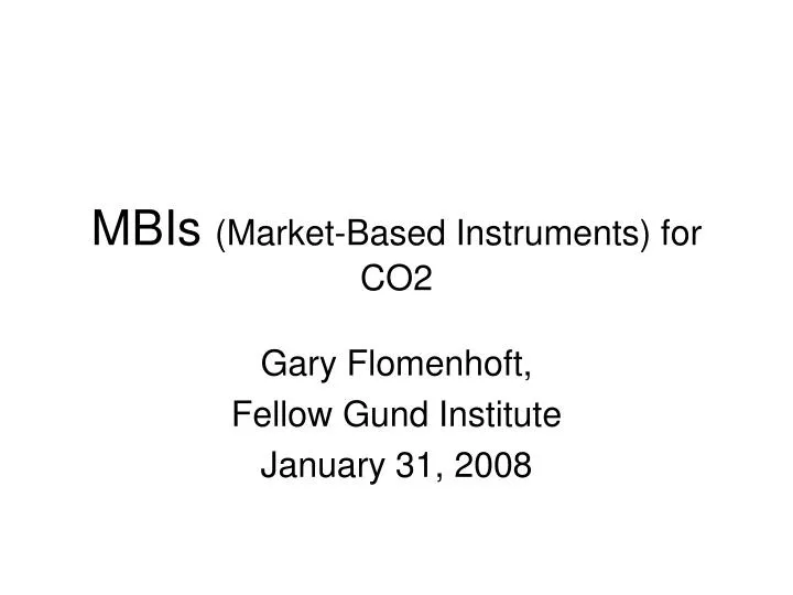mbis market based instruments for co2