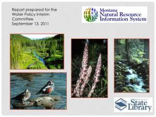 Report prepared for the Water Policy Interim Committee September 13, 2011