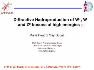 Diffractive Hadroproduction of W + , W - and Z 0 bosons at high energies (*)