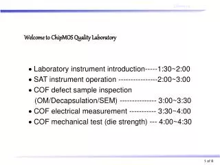 Welcome to ChipMOS Quality Laboratory