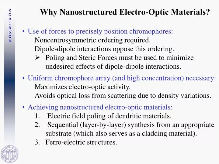 why nanostructured electro optic materials
