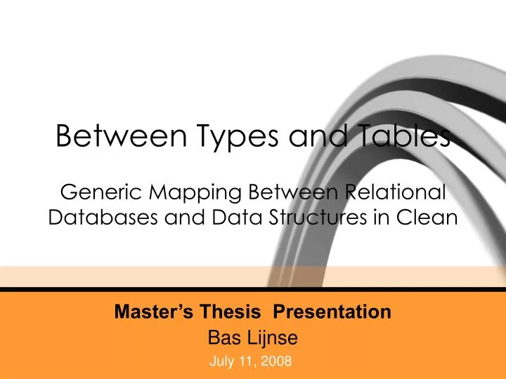 between types and tables generic mapping between relational databases and data structures in clean