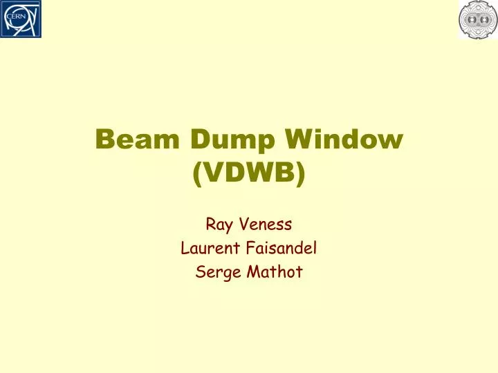 beam dump window vdwb