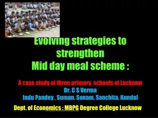 Dept. of Econ omics : MBPG Degree College Lucknow