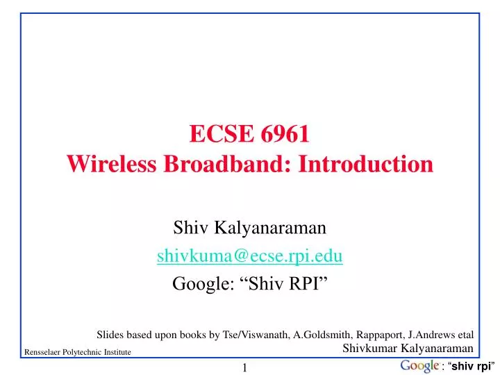 ecse 6961 wireless broadband introduction
