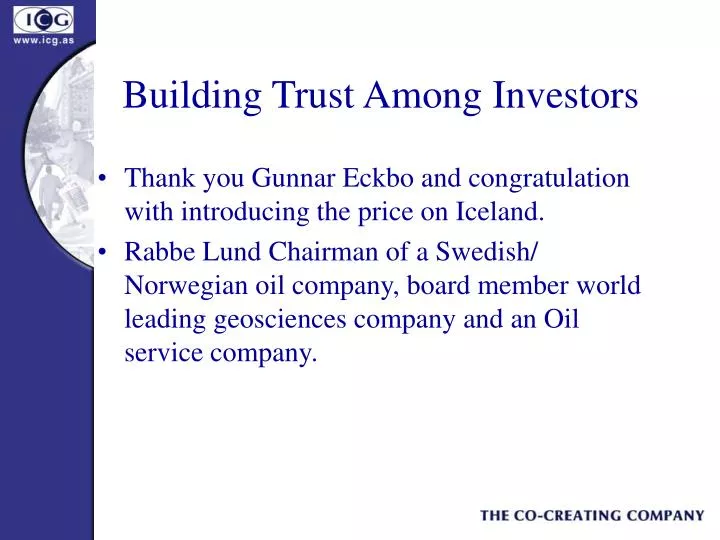 building trust among investors