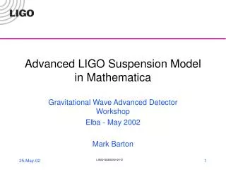 Advanced LIGO Suspension Model in Mathematica