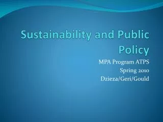 Sustainability and Public Policy