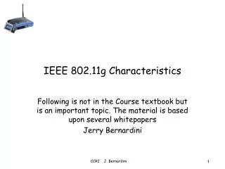 IEEE 802.11g Characteristics
