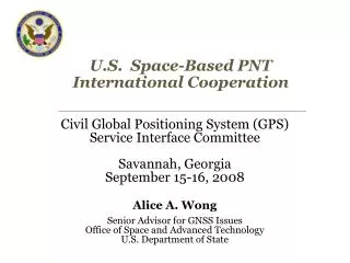 U.S. Space-Based PNT International Cooperation
