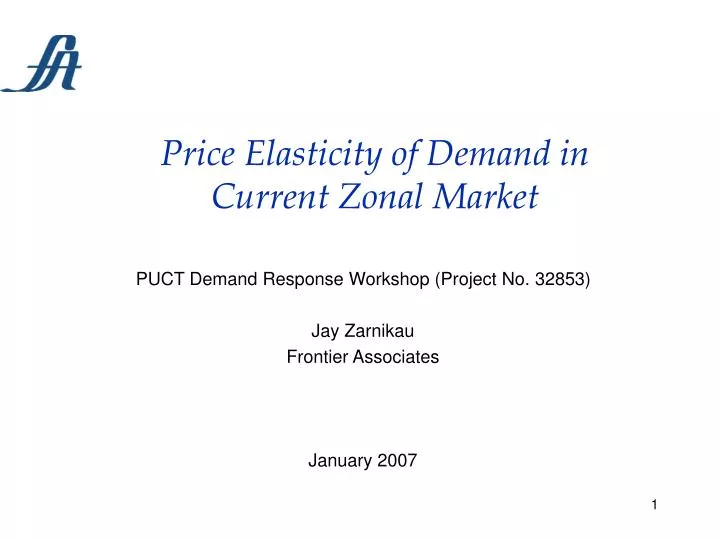 price elasticity of demand in current zonal market