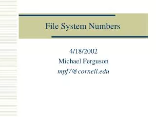 File System Numbers