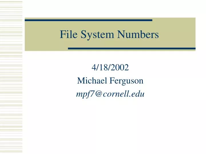 file system numbers