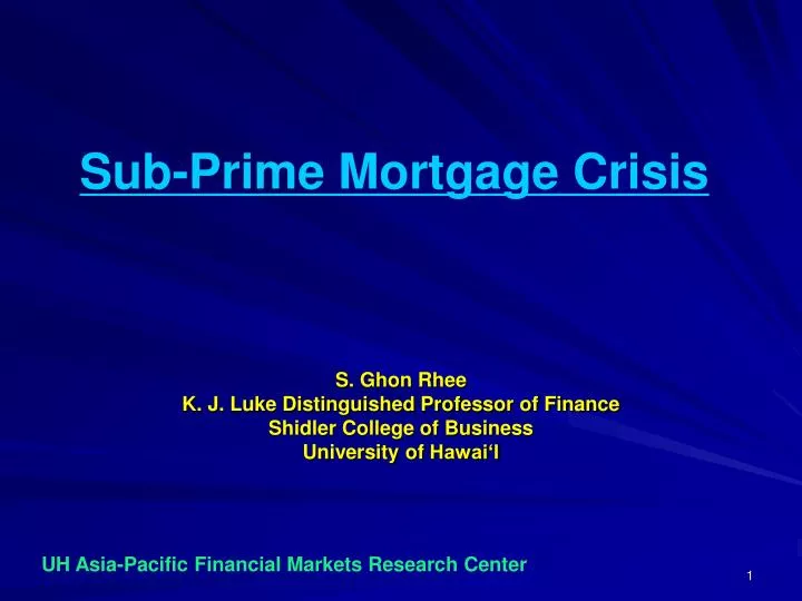 sub prime mortgage crisis