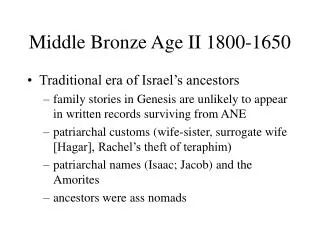 Middle Bronze Age II 1800-1650