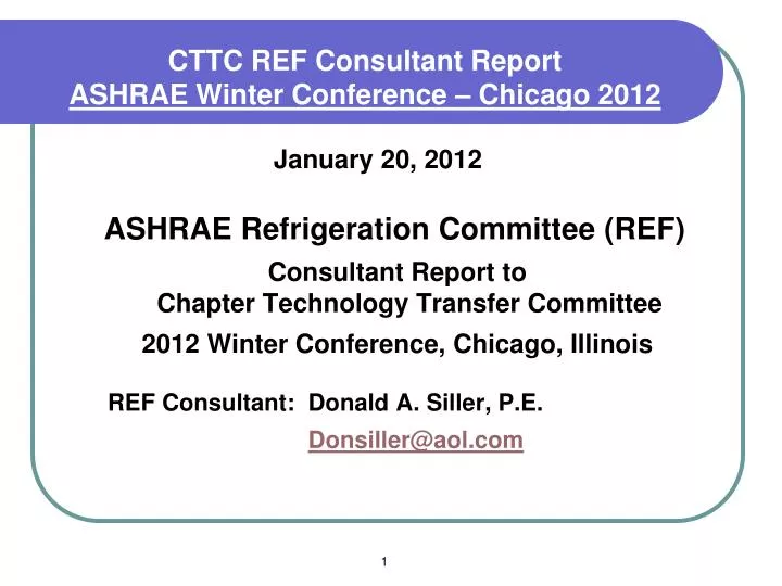 cttc ref consultant report ashrae winter conference chicago 2012