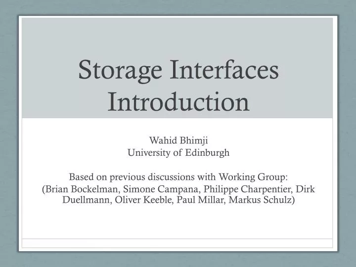 storage interfaces introduction