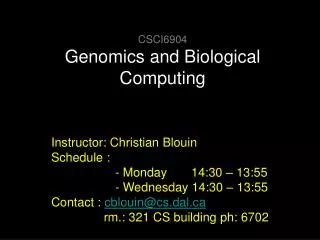 CSCI6904 Genomics and Biological Computing