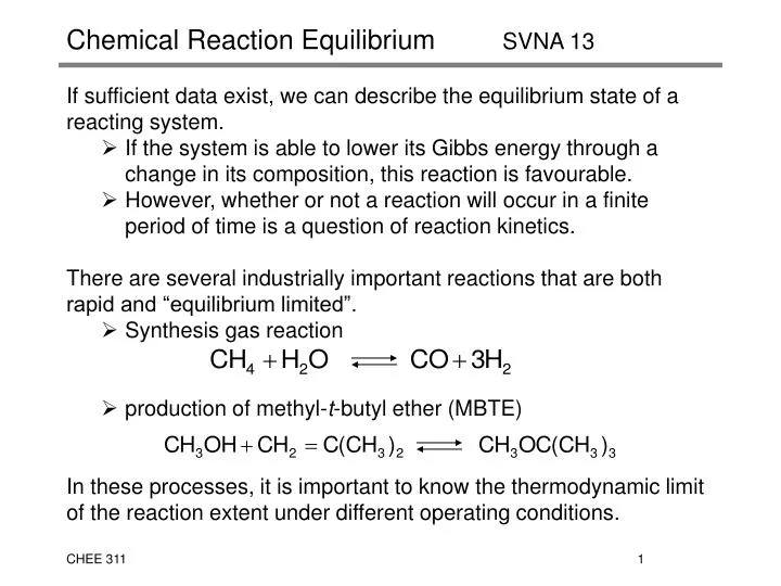 chemical reaction equilibrium svna 13