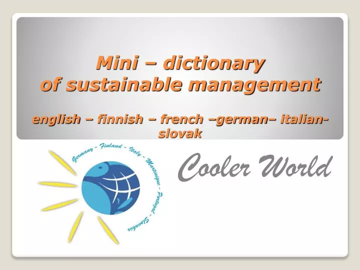 mini dictionary of sustainable management english finnish french german italian slovak