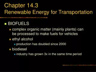 Chapter 14.3 Renewable Energy for Transportation