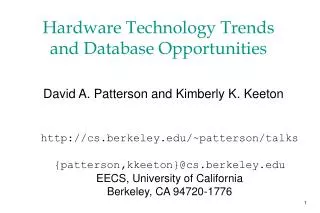 Hardware Technology Trends and Database Opportunities
