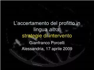 l accertamento del profitto in lingua altra strategie di intervento