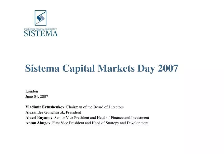 sistema capital markets day 2007