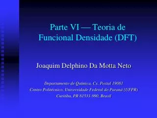 parte vi teoria de funcional densidade dft