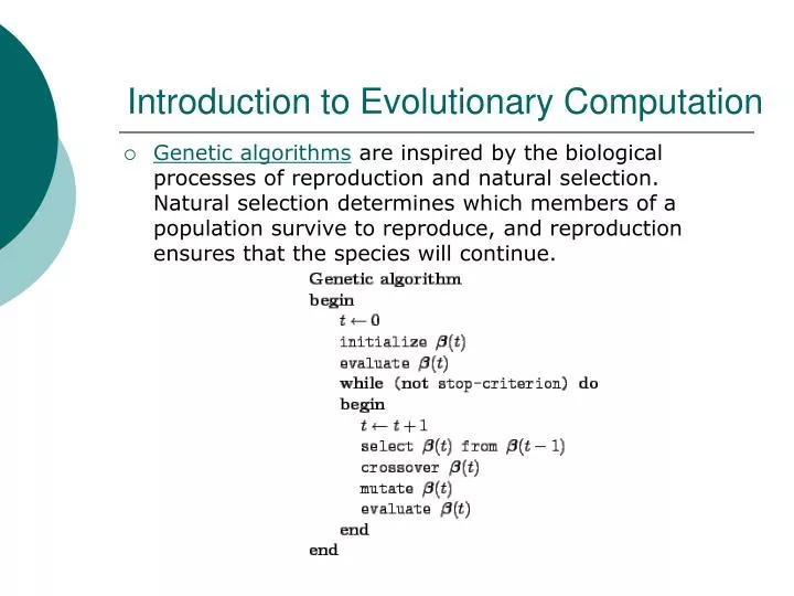 introduction to evolutionary computation