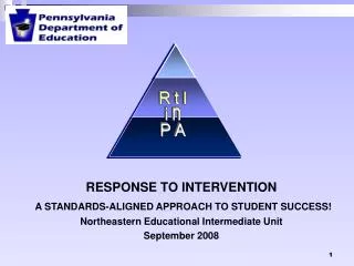 RESPONSE TO INTERVENTION A STANDARDS-ALIGNED APPROACH TO STUDENT SUCCESS!