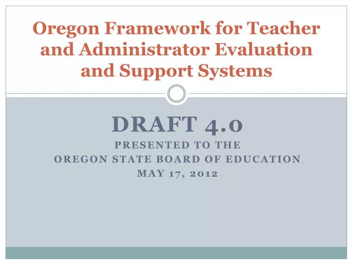 oregon framework for teacher and administrator evaluation and support systems