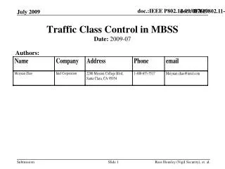 Traffic Class Control in MBSS