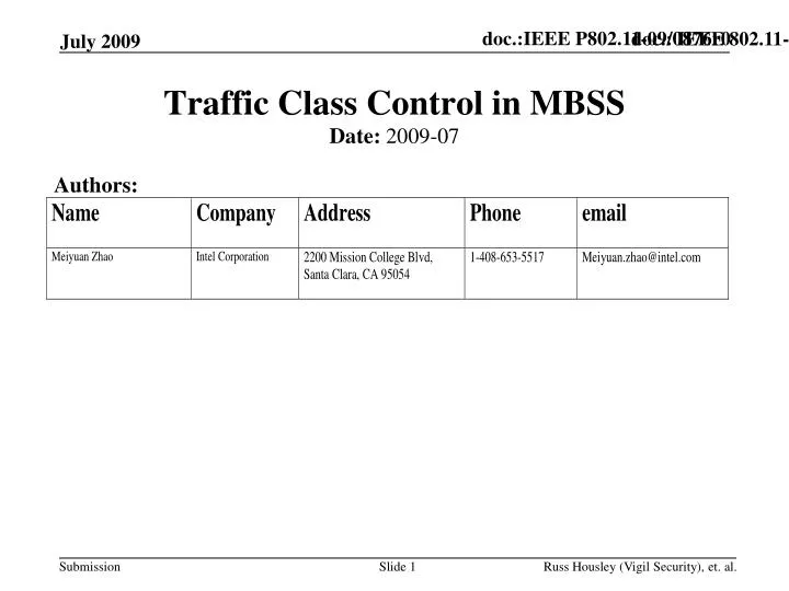 traffic class control in mbss