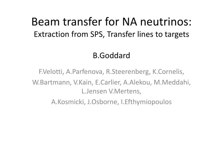 beam transfer for na neutrinos extraction from sps transfer lines to targets