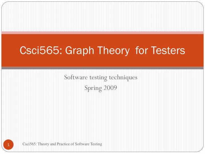 csci565 graph theory for testers