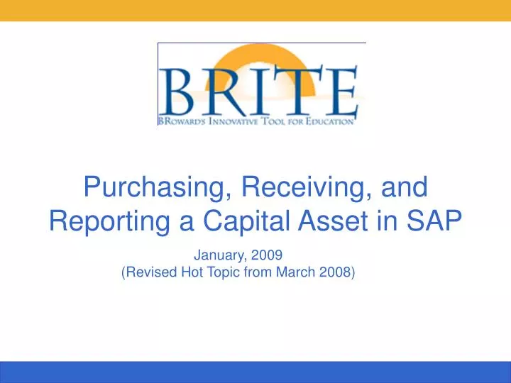purchasing receiving and reporting a capital asset in sap
