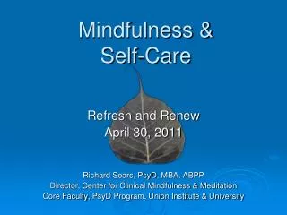 Mindfulness &amp; Self-Care