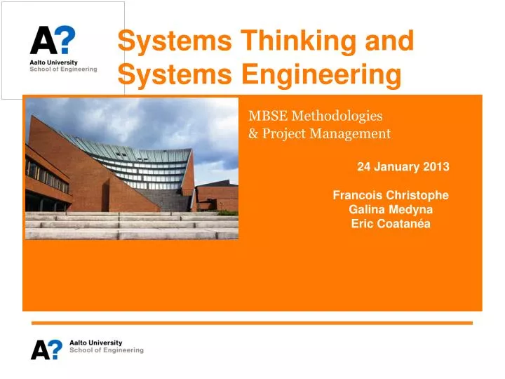 systems thinking and systems engineering
