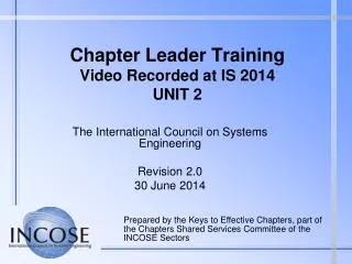 Chapter Leader Training Video Recorded at IS 2014 UNIT 2