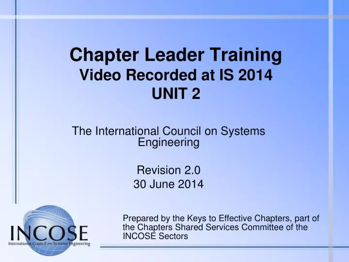 chapter leader training video recorded at is 2014 unit 2