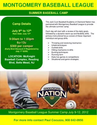 Montgomery Baseball League Summer Camp July 9-12, 2012