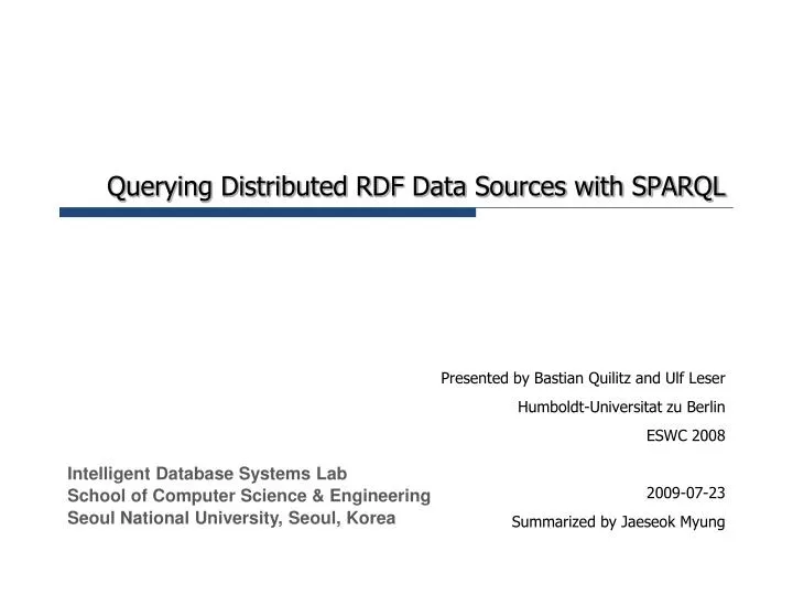 querying distributed rdf data sources with sparql