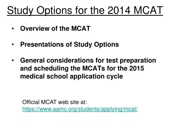 study options for the 2014 mcat