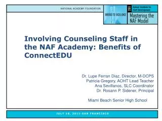 Involving Counseling Staff in the NAF Academy: Benefits of ConnectEDU