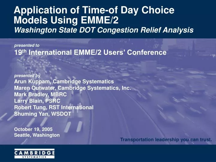 application of time of day choice models using emme 2