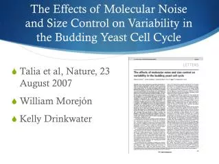 The Effects of Molecular Noise and Size Control on Variability in the Budding Yeast Cell Cycle