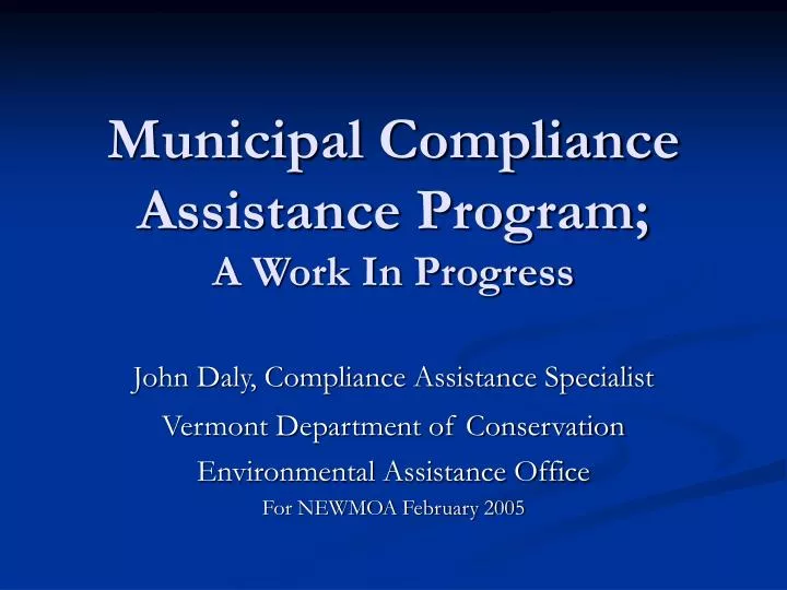 municipal compliance assistance program a work in progress
