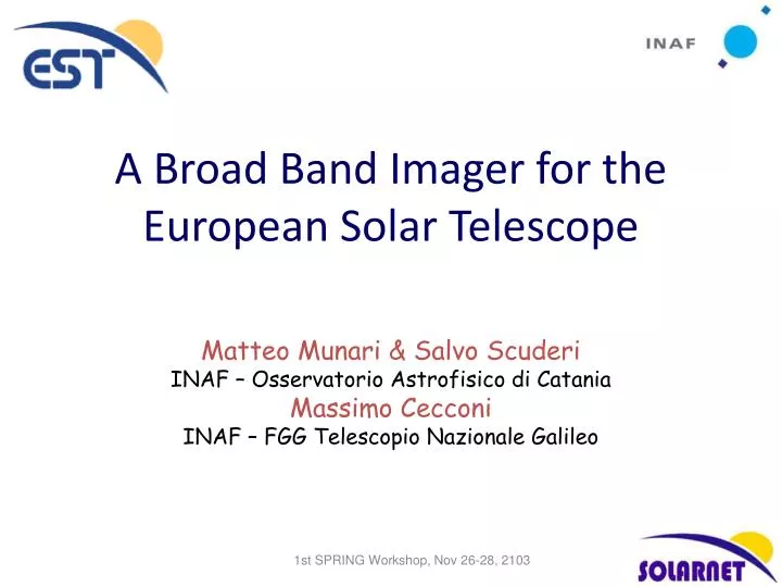 a broad band imager for the european solar telescope